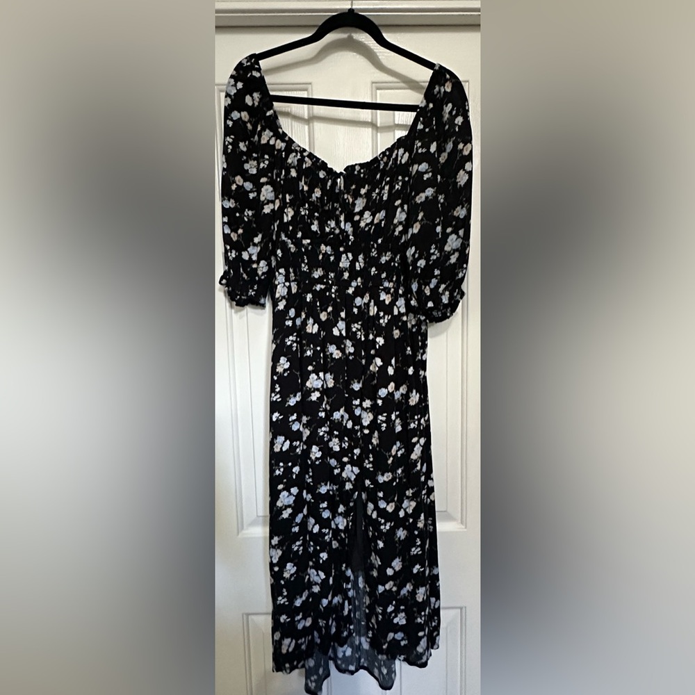 Hollister black floral midi dress